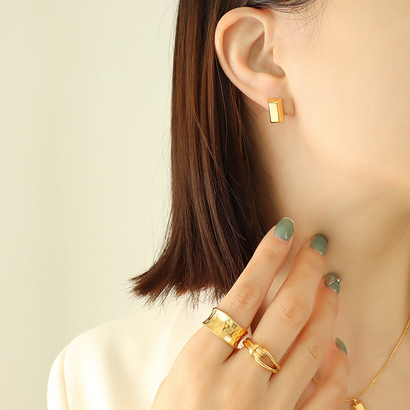 Wholesale Mini Gold Brick Snake Bone Chain Clip Beads Titanium Steel Necklaces